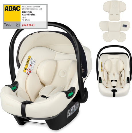 Siège auto Lionelo Astrid i-size – adac 5 étoiles – 40-87 cm – rwf – mousse à mémoire de forme – appui-tête réglable (7 cm) – ceintures holmbergs – compatible avec poussette à base isofix – norme i-size – light safe