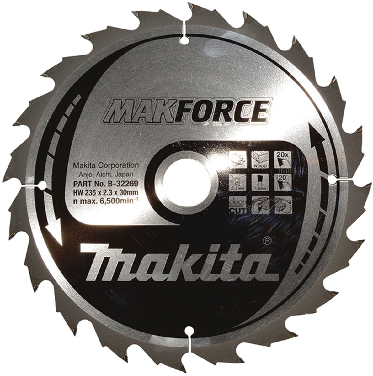Lame de scie circulaire Makita pour le bois | forcer | ø 235mm trou d'axe 30mm 20t - b-32269