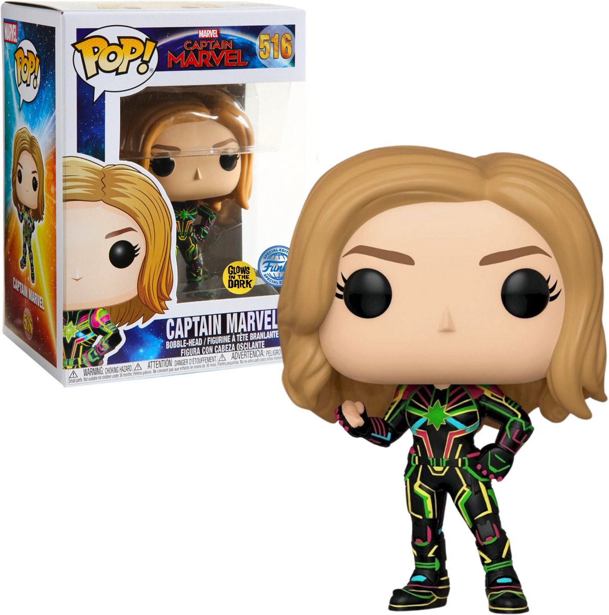 Funko-pop ! merveille : capitaine merveille - capitaine merveille (costume néon) (lueur dans le noir) (édition spéciale)