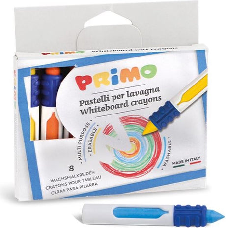 Primo - 8 crayons de cire effaçables avec grip ø9x80mm en boîte
