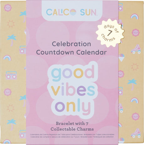 Calendrier de célébration du compte à rebours du soleil Calico, bonnes vibrations uniquement