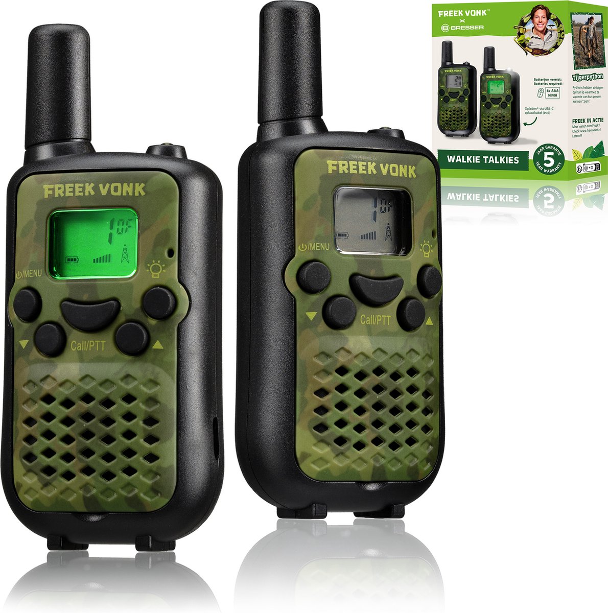 Freek Spark x Bresser - talkie-walkie pour enfants - portée jusqu'à 6 km - lot de 2 - mode mains libres