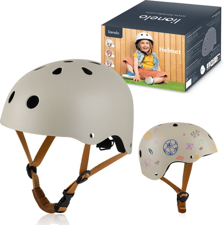 Casque de vélo Lionelo pour enfants - taille 50-56cm - 20x23cm - s - certification intertek - matériaux abs eps - ajustement réglable - 11 ouvertures d'aération - mentonnière supplémentaire - personnalisable avec craie et marqueurs - certifié en1078