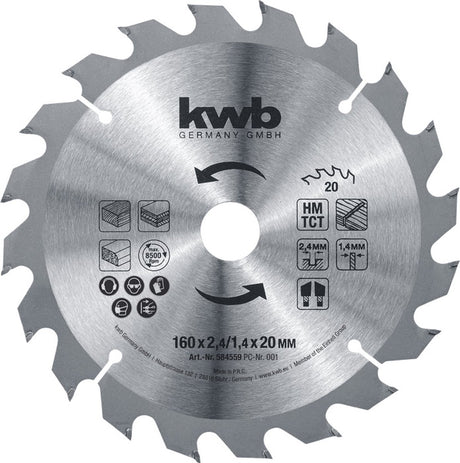 Lame de scie circulaire Kwb hm - 160x20mm - 20t