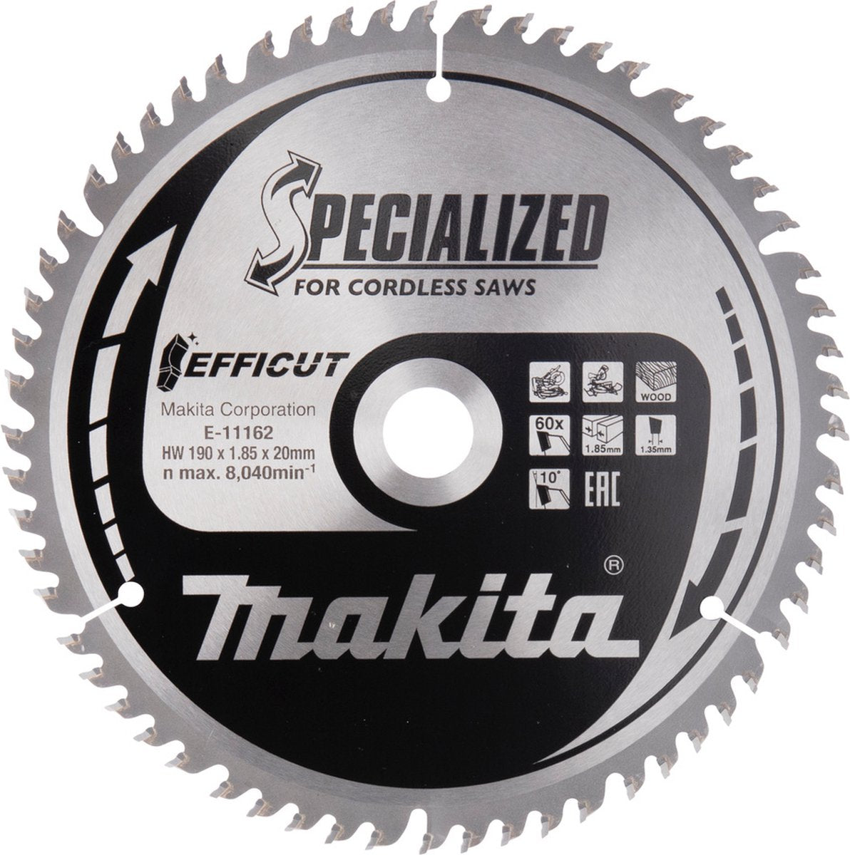 Makita e-11190 lame de scie à tronçonner bois | efficace | 190x20mm | 60 dents