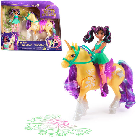 Poupée Unicorn Academy Ava et feuille de licorne avec lumière (11,5 cm et 12,5 cm) | 2 pièces