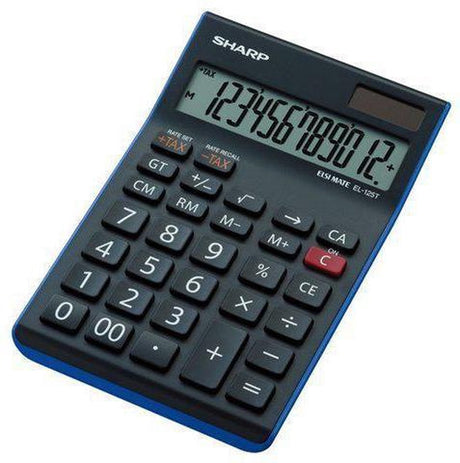 Calculatrice Sharp - el125twh - noire - 12 chiffres - 1x pile lr44 - sh-el125twh
