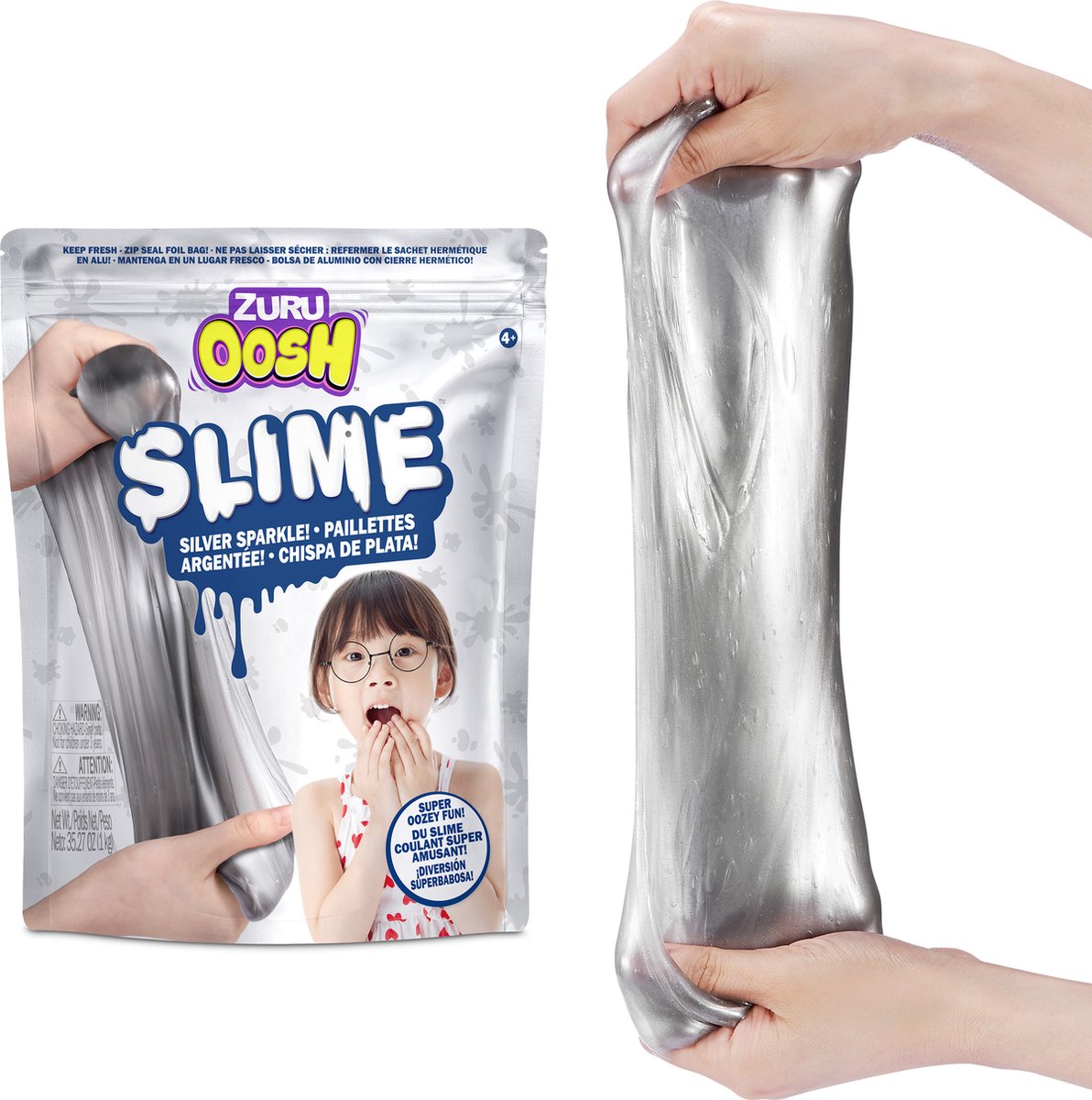 Zuru oosh zuru - oosh - sachet de slime grand - 800g - argent
