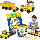 Clics builders blocs de construction 5 en 1 - jouets durables en plastique recyclé - jeu de construction 5 en 1 - jouets 4,5,6,7,8 ans garçons et filles - jouets éducatifs - jouets montessori - jouets de construction