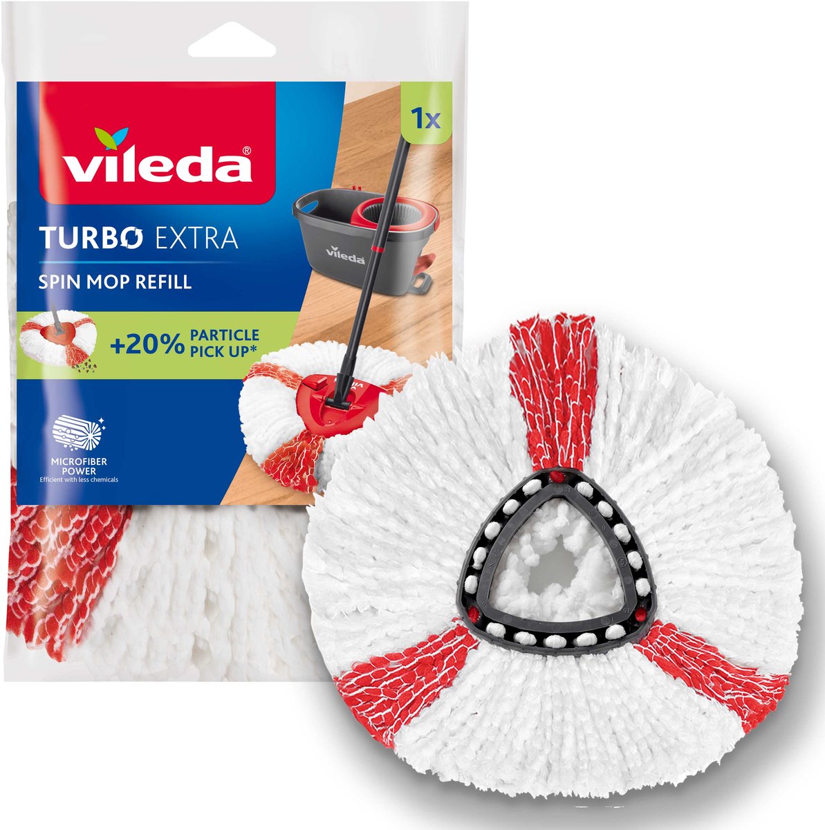 Remplacement de la vadrouille turbo 2 en 1 Vileda facile à essorer | 2 pièces