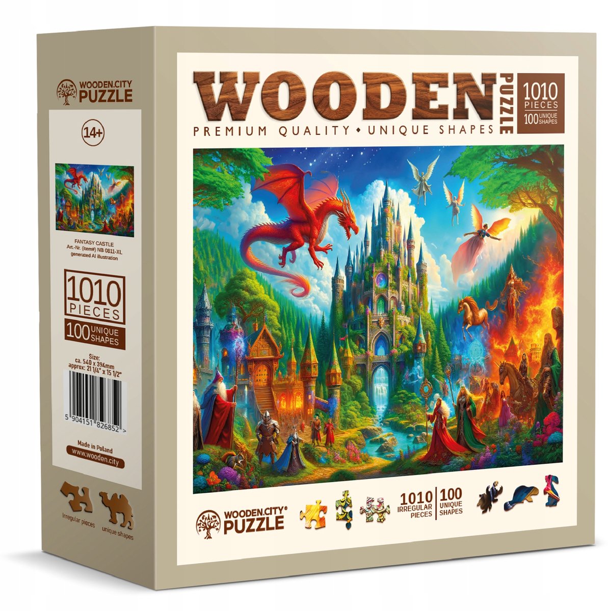 Puzzle en bois Ville en bois 1000 pièces - Château fantastique avec figurine