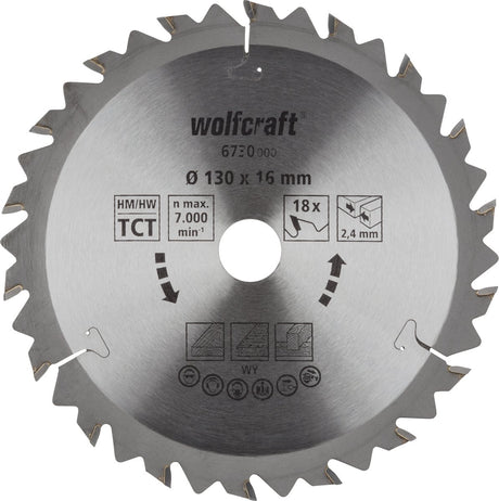 Wolfcraft - lame de scie circulaire 130 x 16 mm - 18 dents - 6730000