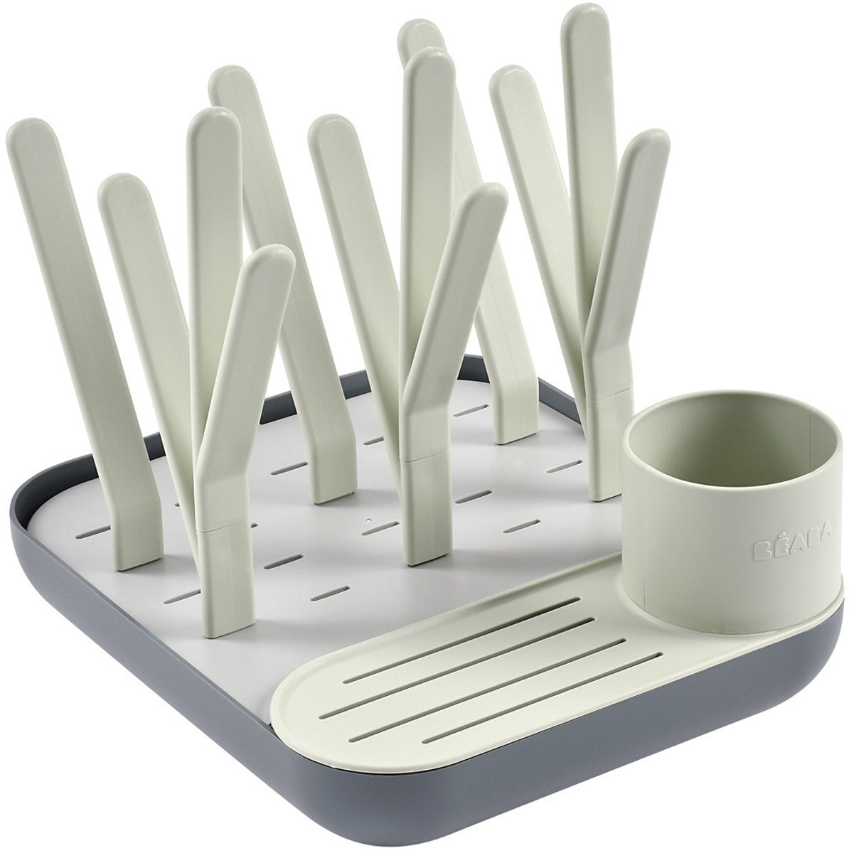 Béaba - casier à bouteilles forêt - étendoir modulable - pour 6 bouteilles + accessoires - gris vert - carton recyclé