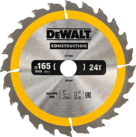 Série de construction Dewalt - lame de scie - 165 mm - 24 dents - bois