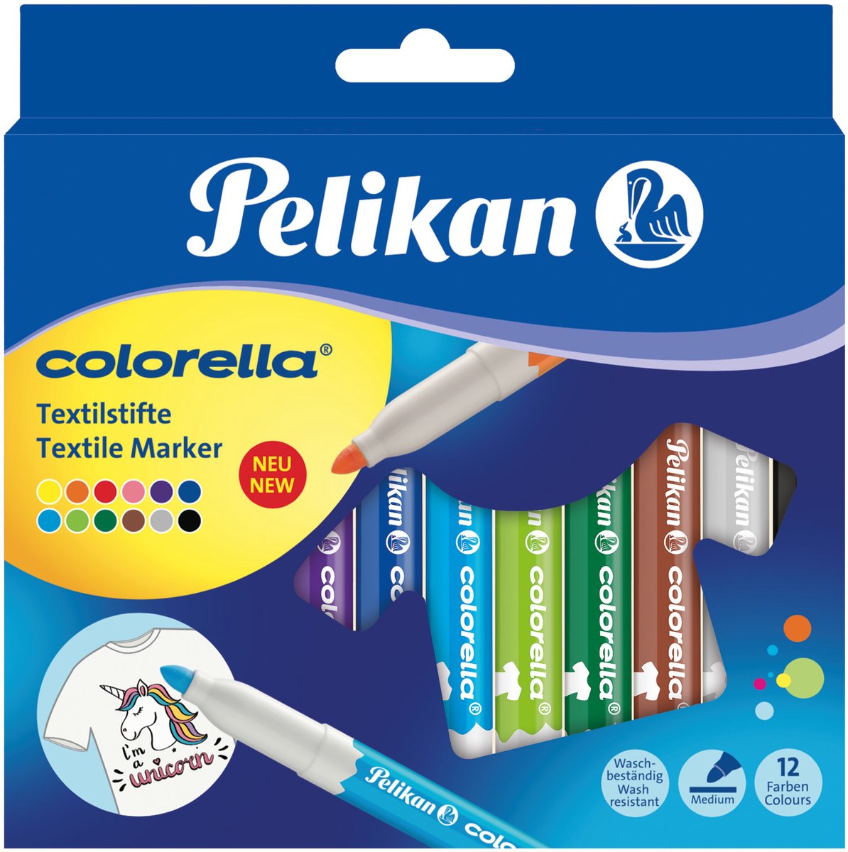 Herlitz Pelican – marqueurs textiles – 12 couleurs – facile à utiliser