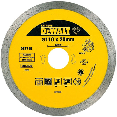 Dewalt extreme series - disque diamanté - 110 mm - pour dwc410 - grès et granit