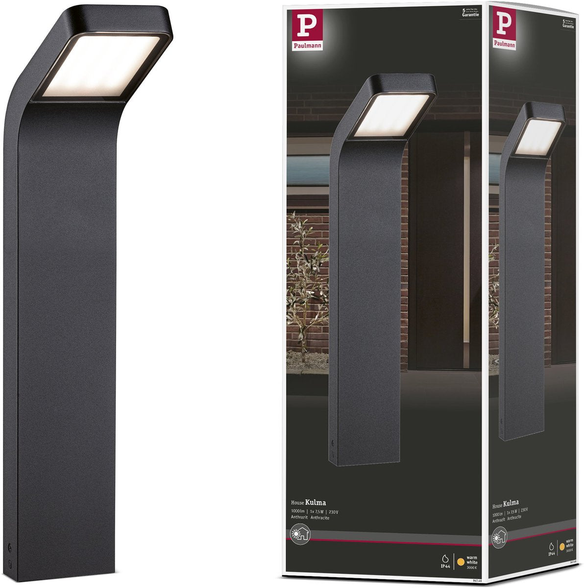 Paulmann Borne d'éclairage LED Kulma résistante à l'eau de mer IP44 500 mm 3000K 7,5W 520lm 230V aluminium anthracite