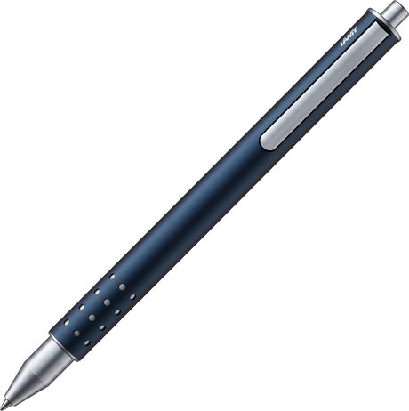 Stylo roller Lamy Swift Imperial Blue – Stylo roller simple avec sensation d'écriture liquide – Boîtier robuste en acier inoxydable avec une largeur de trait B – Avec stylo roller Mine M 66 en bleu