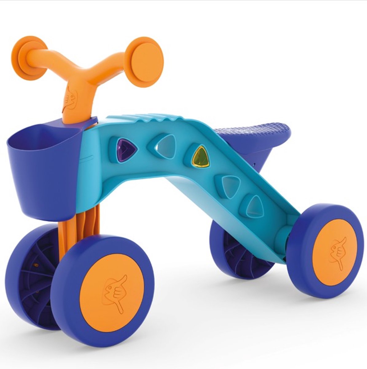 Draisienne Chillafish 1 an pour garçons et filles avec blocs de jeu - trotteur pour les tout-petits jusqu'à 3 ans avec panier - bleu - léger - pneus antidérapants silencieux pour l'intérieur et l'extérieur - quatre roues stable - modèle itsibitsi