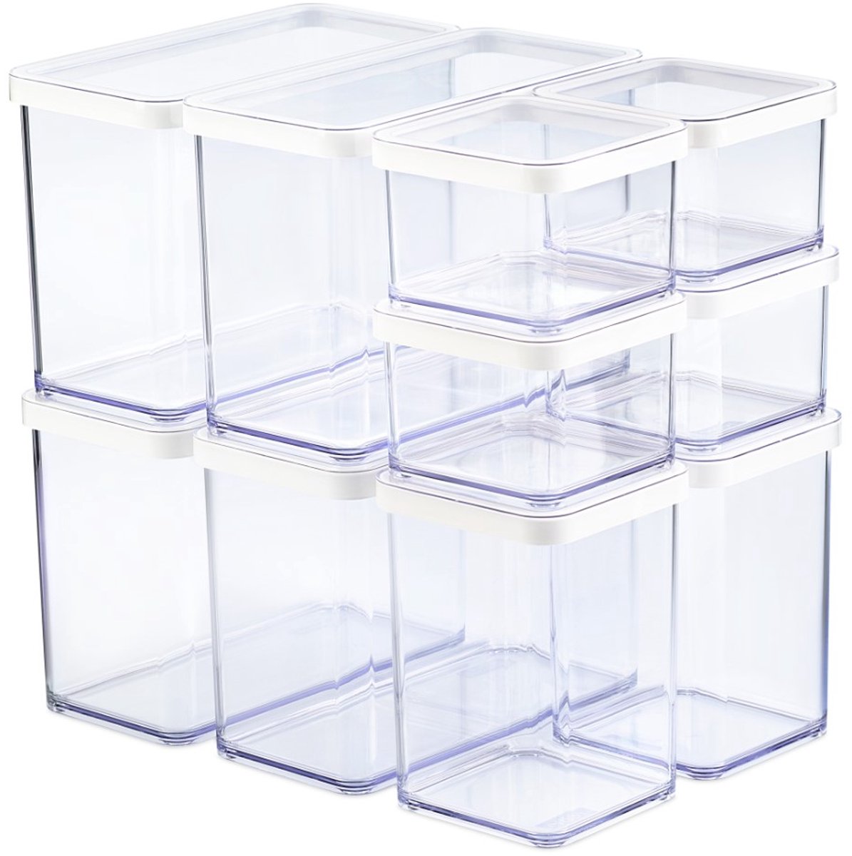 Boîtes de conservation alimentaire Rotho loft - lot de 10 pièces - blanc - 4x 0,55 litre, 4x 2,1 litre et 2x 1 litre