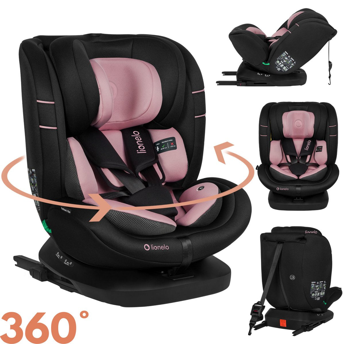 Lionelo bastiaan 4in1 - siège auto isofix rotatif à 360° - de la naissance à 12 ans (40-150 cm groupe 0 1 2 3) - rwf fwf - mousse à mémoire de forme - protection latérale - entièrement réglable - siège large confortable - siège auto i-size