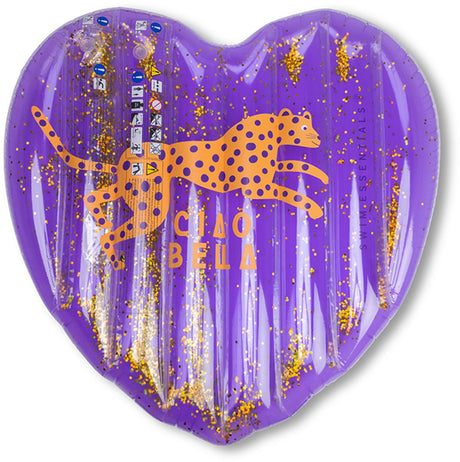 Léopard | matelas pneumatique coeur violet
