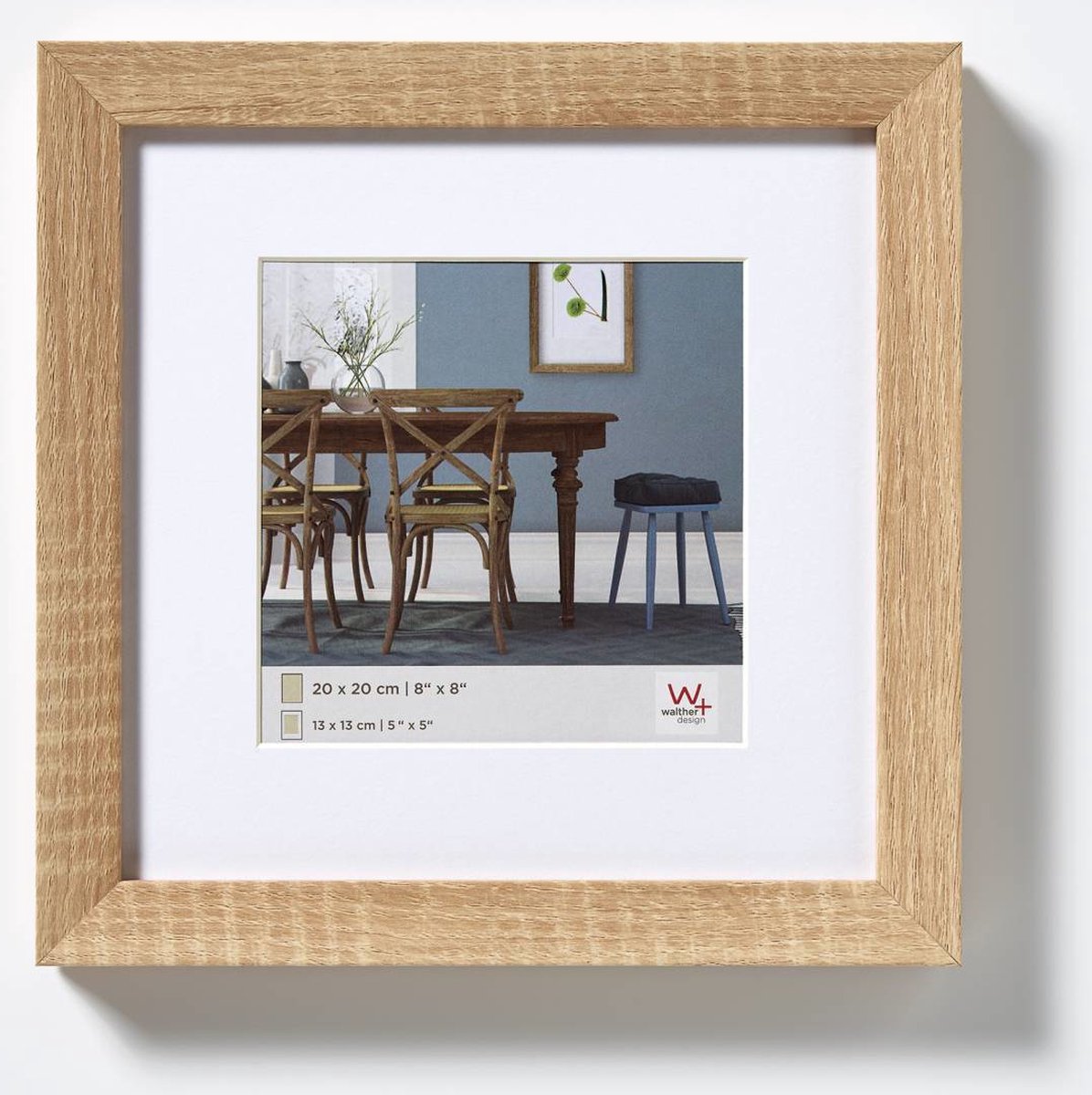 Walther fiorito - cadre en bois mdf - format photo 30x30 cm - chêne clair