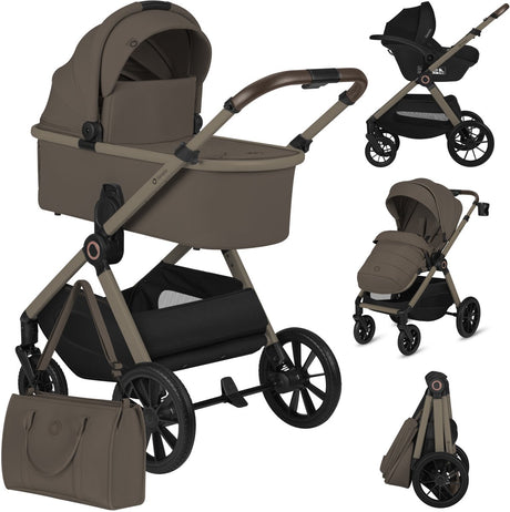 Lionelo layla - poussette 3en1 - ensemble xxl - incl. siège auto i-size - polyvalent et toute l'année - grandes roues - utilisation d'une seule main - pour tous types de terrains - kit d'accessoires