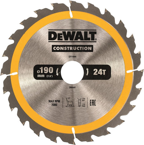 Accessoires Dewalt lame de scie circulaire 190x30x24t, positif 16°, encoche 1,8mm - dt1944-qz