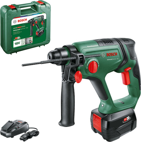 Perceuse à percussion sans fil Bosch universalhammer 18v - 2,0 j - avec 1x batterie 18 v (4,0 ah) et chargeur - en étui