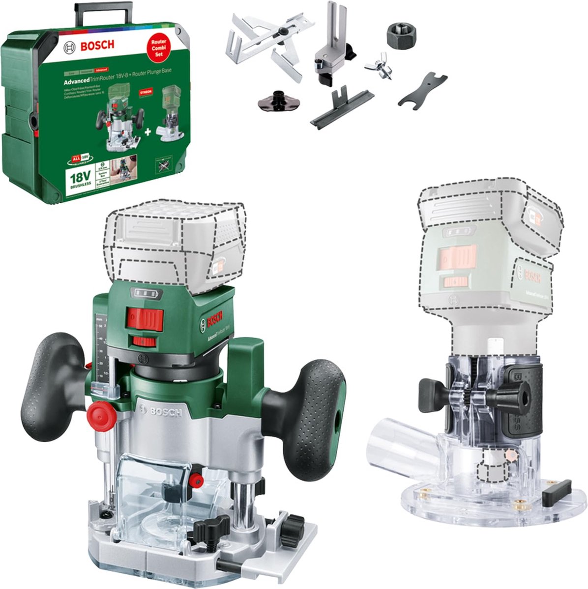 Bosch Advanced Trim Router 18v-8 (sans batterie) + kosz do frezowania