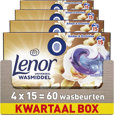 Lenor détergent tout-en-1 dosettes orchidée ambre - 4 x 15 pièces
