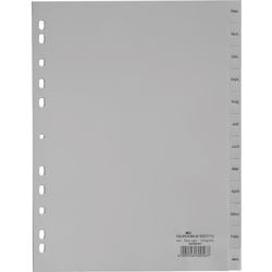 Onglets mensuels durables 6507 12 onglets 11 trous gris