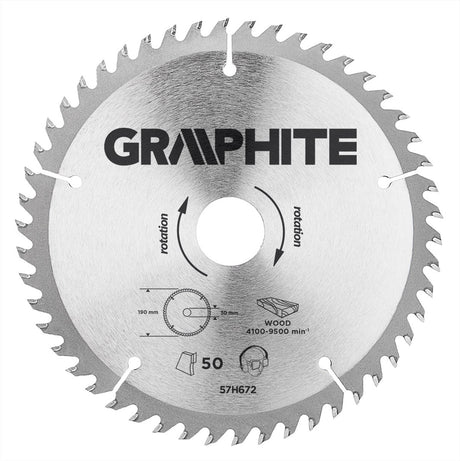 Lame de scie circulaire graphite 190 mm, 50 dents, bois