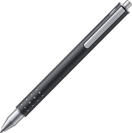 Rollerball Lamy Swift 334 anthracite - en acier inoxydable finition laquée mate - sans capuchon avec clip rétractable - incl. recharge m 66 b bleu