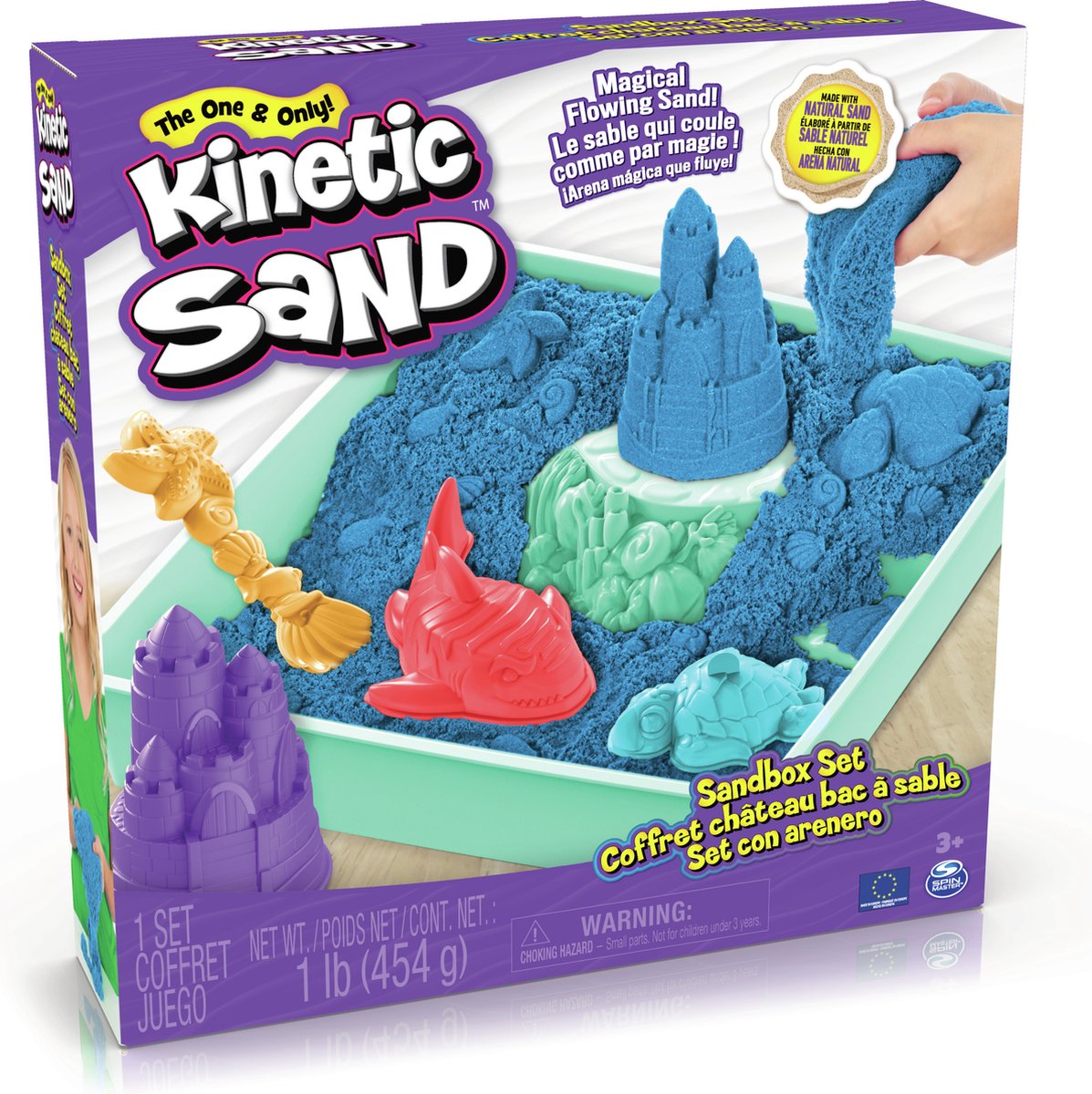 Sable cinétique - bac à sable avec 454 g de sable de jeu 4 formes et outils - jouets sensoriels - les styles peuvent varier