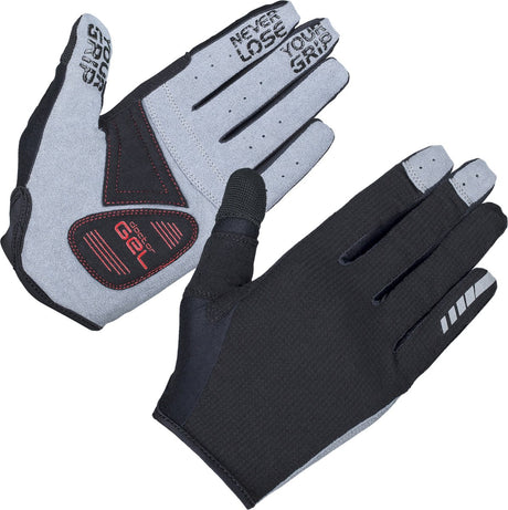 Gripgrab - gants de cyclisme d'été à doigts longs rembourrés en forme de requin pour VTT et gravel avec rembourrage - noir - unisexe - taille xxl