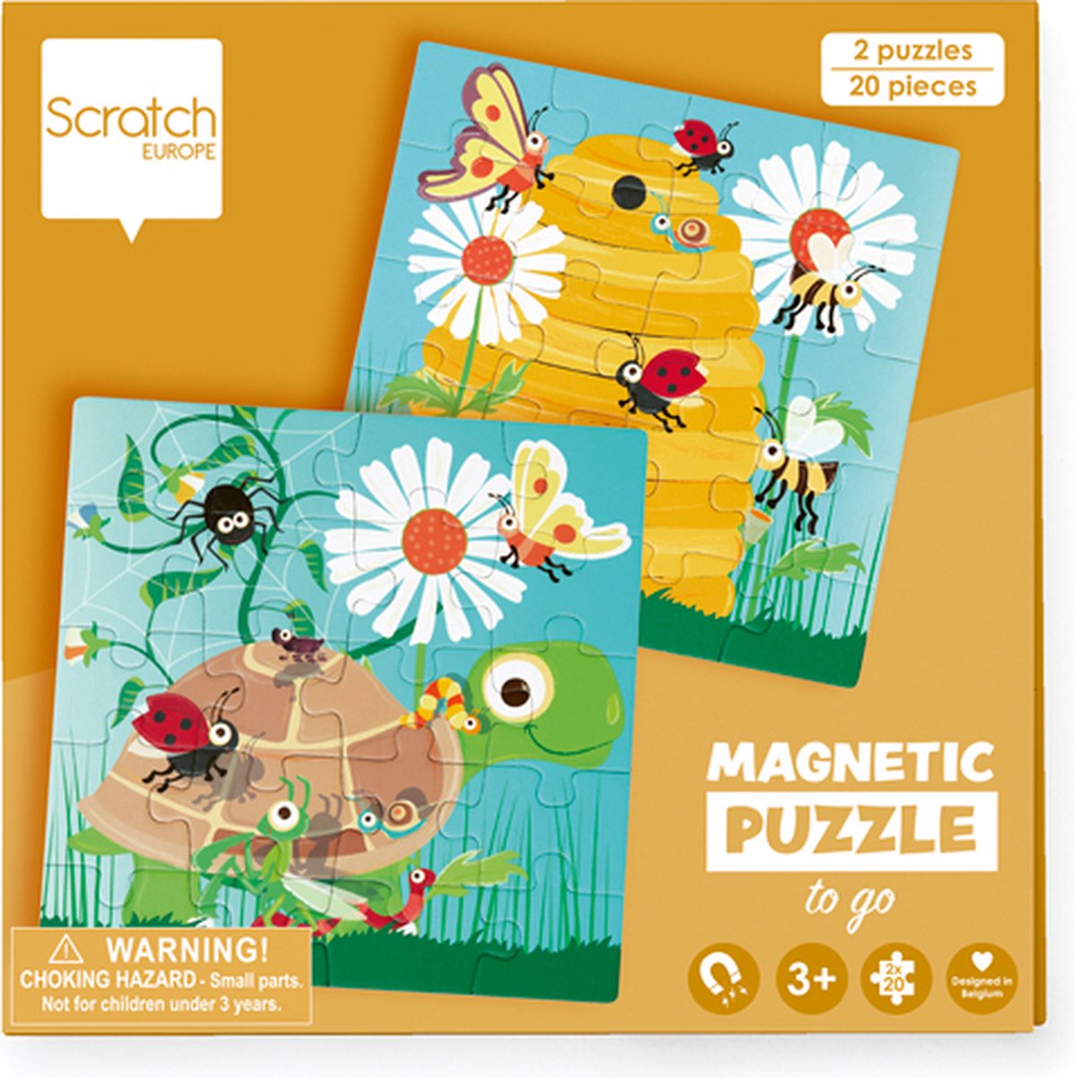 Livre de puzzles magnétiques à gratter à emporter - fête dans le jardin - 2 puzzles magnétiques de 20 pièces - 3+