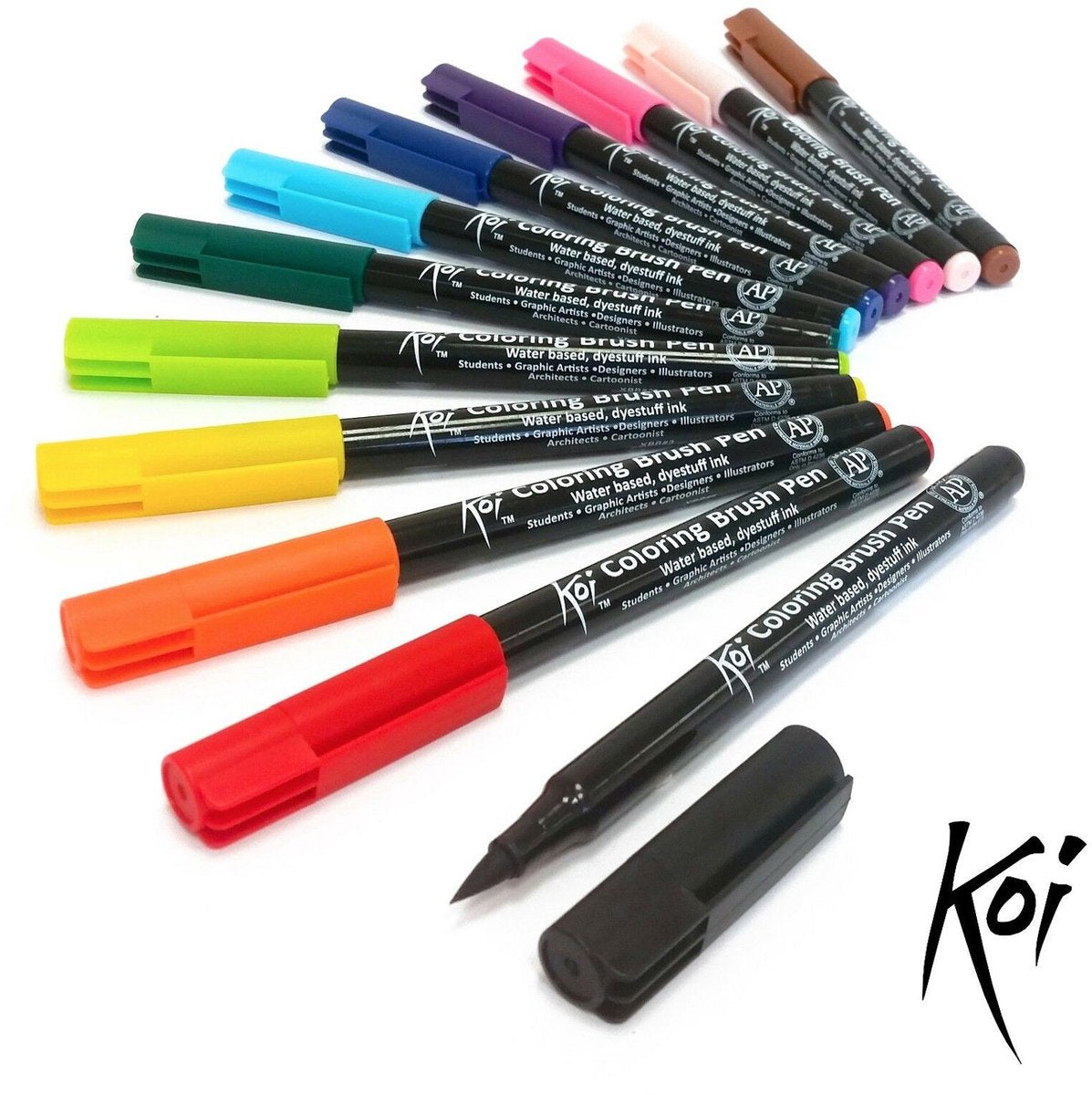 Ensemble de stylos pinceaux de couleur Sakura koi, 12 pièces.