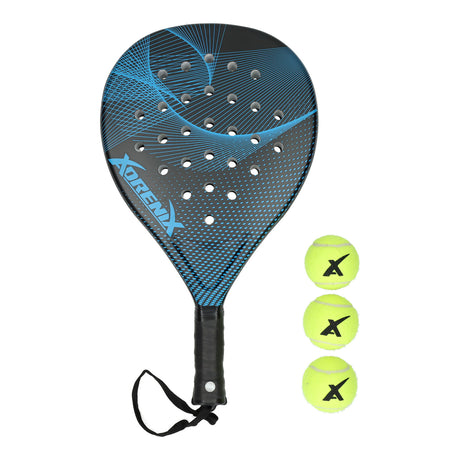 Adrenix set de padel raquette avec 3 balles - bleu