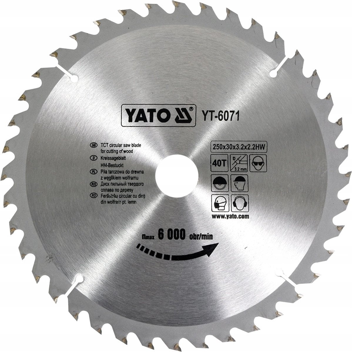 Lame de scie circulaire Yato ø250 mm - 40t - diamètre intérieur 30 mm