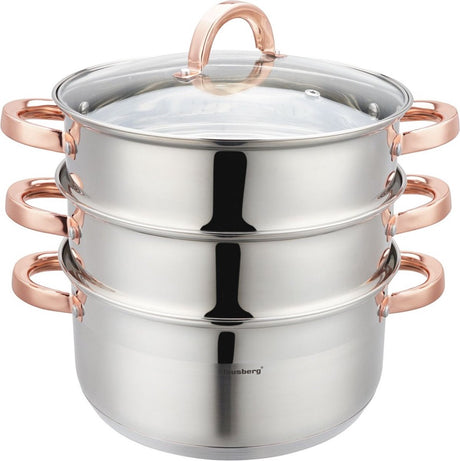 Klausberg 7735 - poêle à vapeur - 4 parties - 24 cm - 5 litres - inox - tous feux