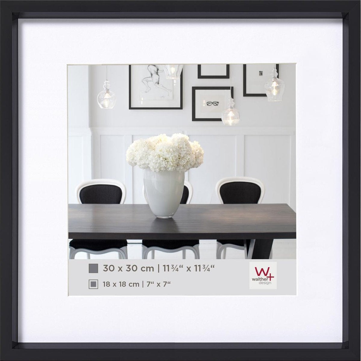 Style Walther en acier - cadre en plastique - format photo 30x30cm - noir