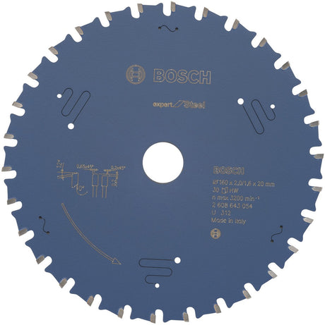 Bosch lame de scie circulaire expert pour acier 160 x 20 x 2,0 mm, 30