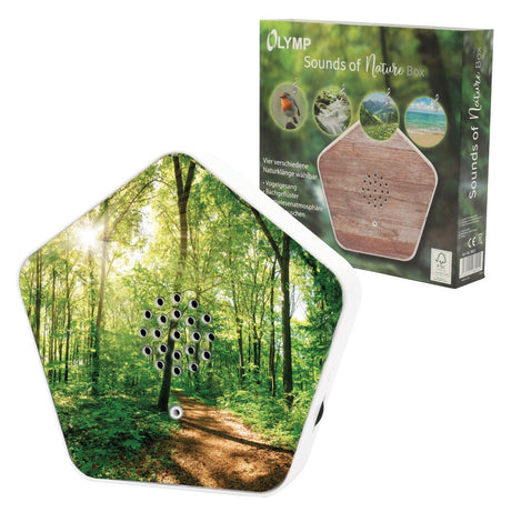 Olymp sound of nature box ol8001 - boîte de sons de la nature - 4 sons naturels - 12 couvertures - capteur de mouvement - bureau à domicile - blanc