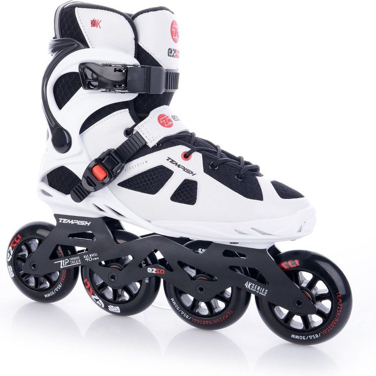 Tempish ezza 90 rollers en ligne adultes - roues 4x90mm - rollers fitness - blanc noir - taille 42