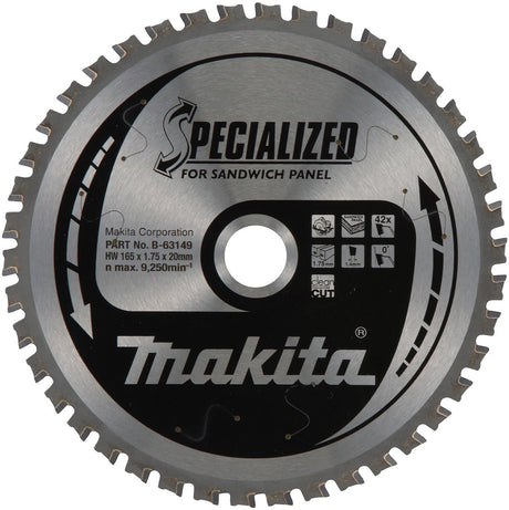 Accessoires Makita b-63133 | panneau sandwich à lame de scie circulaire | spécialisé | 165x20x1,75 42t 0g - b-63133