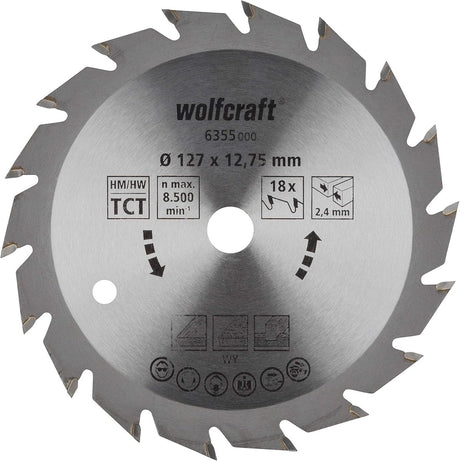 Wolfcraft - lame de scie circulaire 127mm - 18 dents - alésage 12,75 m - pour scie circulaire - 6355000