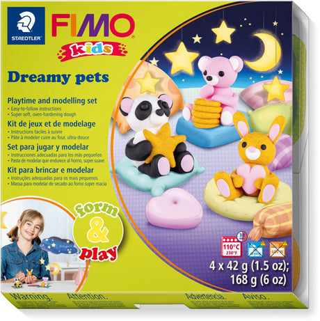 Fimo kids 8034 - pâte à modeler durcissant au four - ensemble de jeu de formes animaux de rêve