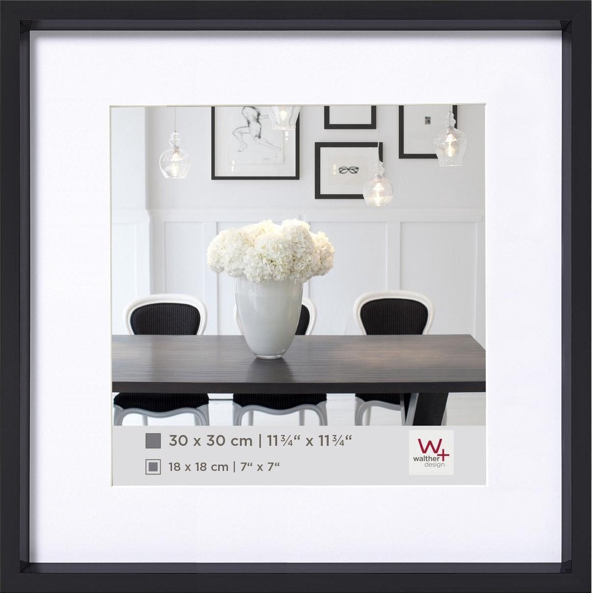 Style Walther en acier - cadre en plastique - format photo 40x40 cm - noir